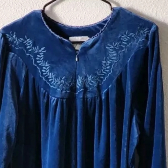 Jasmine Rose  Blue Vintage MUMu House Coat Classy Comfy Modest Robe Sz M - Picture 3 of 5